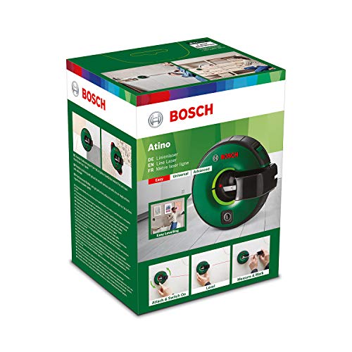 Bosch 2-in-1 Linienlaser Atino mit integriertem Maßband (horizontales oder vertikales Ausrichten dank einfacher Befestigung auf rauen und glatten Oberflächen)