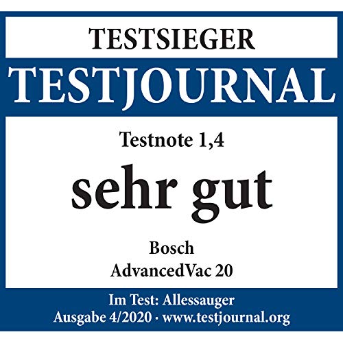Bosch Nass- und Trockensauger AdvancedVac 20 (1200 Watt, 20 Liter Behältervolumen, im Karton), Testnote: Testsieger (Magazin: Testjournal)