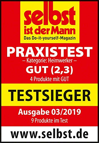 Bosch Kreissäge PKS 55 A (Präzises Sägen in Holz; 1200 Watt, max. Schnitttiefe 55 mm, im Karton), Testnote: Testsieger (Magazin: selbst ist der Mann)