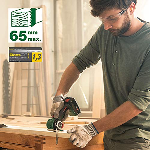 Bosch Home and Garden Akku-NanoBlade-Säge AdvancedCut 18 (Farbe: Schwarz, Grün, Rot, Silber, 1x Akku, NanoBlade-Technologie, 18 Volt System, im Koffer)