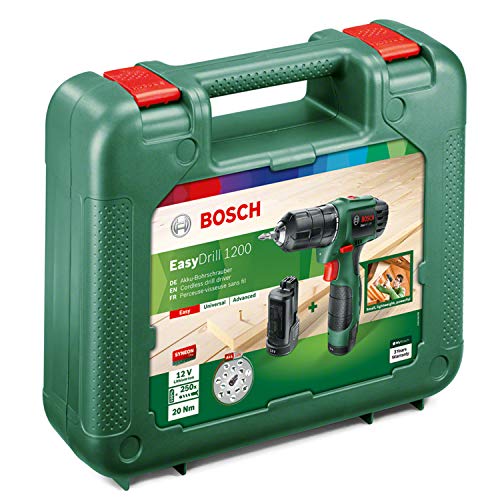 Bosch Bohrschrauber EasyDrill 1200 (2 Akkus 1,5 Ah, 38 Schrauberbits, 12-Volt-System, im Handwerkerkoffer)