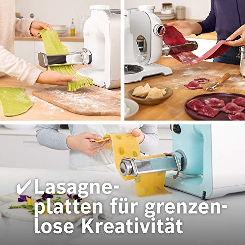 Bosch PastaPassion-Set MUZ5PP1, 2 Pastawalzen für Lasagne in 9 verschiedenen Stärken, Nudelplatten und Tagliatelle, Edelstahl, passend für MUM 5 und MUM Serie 2