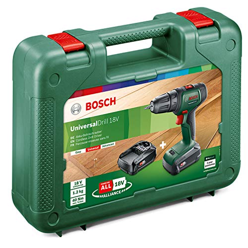 Bosch Akkuschrauber UniversalDrill 18V (2 Akkus, 18 Volt System, im Koffer)