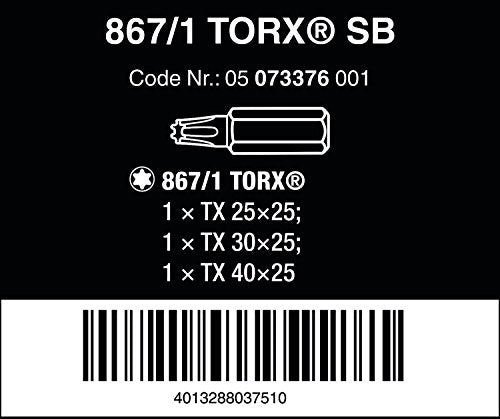 867/1 Z Bit-Set B SB, TX 25 und 30 und 40 x 25 mm, Wera 05073376001