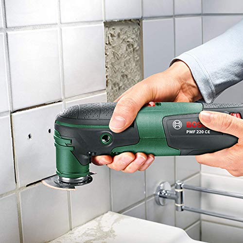 Bosch Home and Garden Multifunktionswerkzeug PMF 220 CE (220 Watt, für Starlock Zubehör, im Koffer), Schwarz/Grün, Einheitsgröße