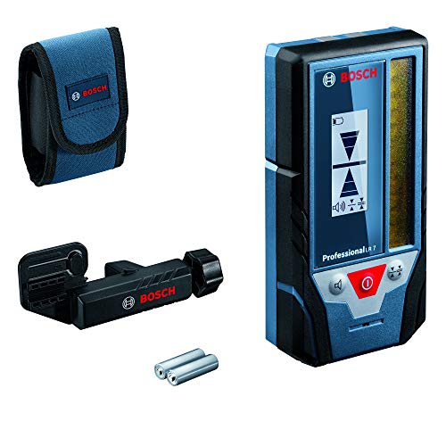 Bosch Professional Laserempfänger LR 7 (roter und grüner Strahl, 2 x AAA Batterien, Reichweite: 5-50 m, Schutztasche) Blau