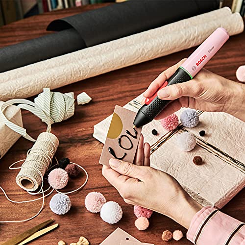 Bosch Akku Heißklebestift Gluey Cupcake Pink (mit 20 Klebesticks, im Karton) rosa