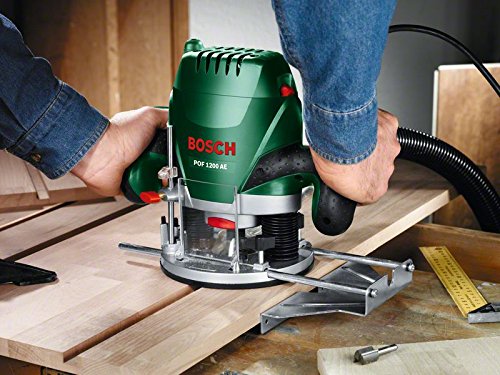 Bosch Oberfräse POF 1200 AE (1200 Watt, inkl. Zubehör für präzise Holzbearbeitung, für unterschiedliche Holzarten)