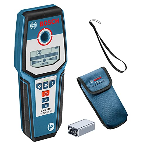 Bosch Professional digitales Ortungsgerät GMS 120 (max. Detektionstiefe Holz/Eisenmetalle/Nichteisenmetalle/spannungsführende Leitungen: 38/120/80/50 mm, im Karton)