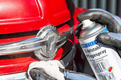 WEICON Edelstahlpflege-Spray 400 ml | Effektiver Edelstahlreiniger von metallischen Oberflächen | antistatisch & matt