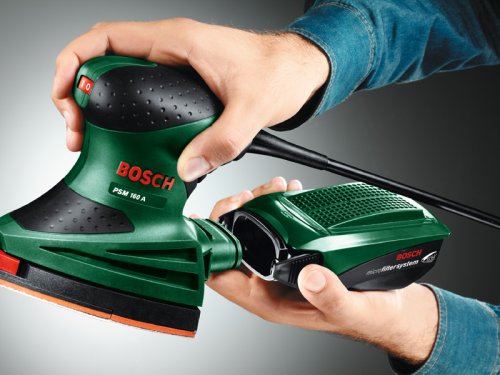 Bosch Multischleifer PSM 160 A, 3 Schleifblätter, Karton (160 W, Schwingzahl 24.000 min-1, Schwingkreis-Ø 1,6 mm)