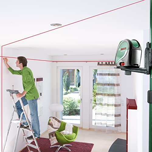Bosch Kreuzlinienlaser UniversalLevel 3 mit Stativ (3 Laserlinien inkl. vertikaler Linie im 90°-Winkel für ein zusätzlichem Laserkreuz an der Decke und Lotpunkt unten für präzise Ausrichtungen)