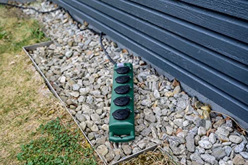 Brennenstuhl Super-Solid SL 554 Garten-Steckdosenverteiler/Outdoor Steckdosenleiste für den Einsatz im Garten (Mehrfachsteckdose 5-Fach, 5m Kabel, mit Schalter, IP54) grün