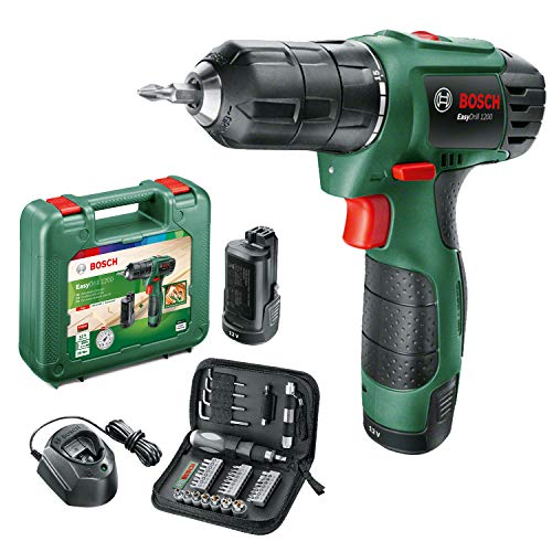 Bosch Bohrschrauber EasyDrill 1200 (2 Akkus 1,5 Ah, 38 Schrauberbits, 12-Volt-System, im Handwerkerkoffer)