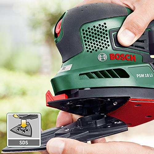 Bosch Akku Multischleifer PSM 18 LI (ohne Akku/Ladegerät, 18 Volt System, im Karton), Grün