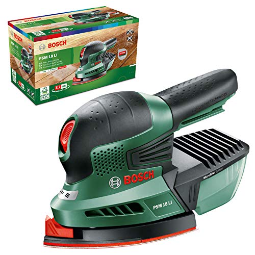 Bosch Akku Multischleifer PSM 18 LI (ohne Akku/Ladegerät, 18 Volt System, im Karton), Grün