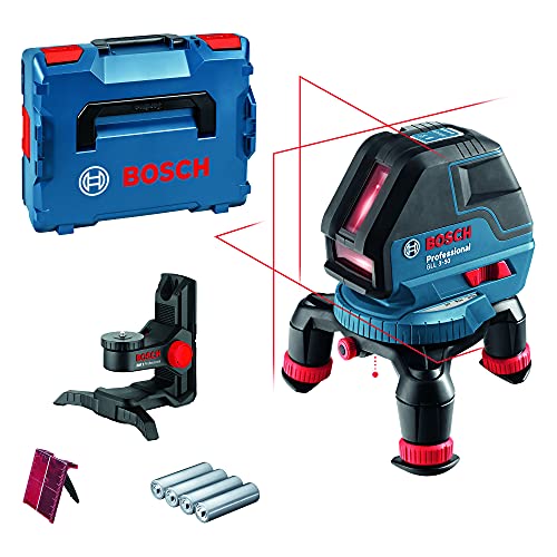 Bosch Professional Linienlaser GLL 3-50 (roter Laser, für innen, Arbeitsbereich: 10 m, 4 x AA-Batterie, Drehstativ, Universalhalterung BM1, L-BOXX)