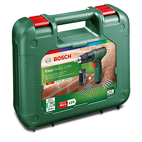 Bosch Akku Bohrschrauber EasyImpact 1200 (2x Akkus, 12 Volt System, 19tlg. Zubehör-Set, im Koffer)