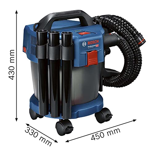 Bosch Professional 18V System Industriestaubsauger Gas 18V-10 L (ohne Akku, 1,6 m Schlauch, 3 Verlängerungsrohre, im Karton)