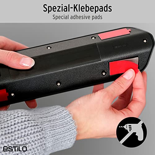 brennenstuhl Estilo Ecksteckdosenleiste 4-Fach (Tischsteckdose mit Edelstahloberfläche, Ecksteckdose mit 2X Schutzkontakt-Steckdosen, 2X Euro-Steckdosen, inkl. USB-Ladefunktion) Silber/schwarz