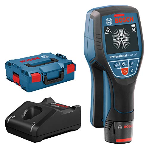 Bosch Professional 12V System Ortungsgerät D-tect 120 (1 Akku 12V, max. Ortungstiefe Kunststoffrohre/Holzunterkonstruktion/spannungsführende Leitungen/Eisenmetalle: 60/38/60/120/120 mm, L-Boxx)