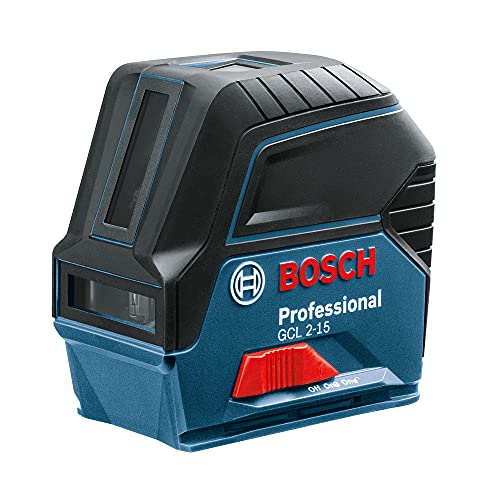 Bosch Professional Kreuzlinienlaser GCL 2-15 (roter Laser, Innenbereich, mit Lotpunkten, Arbeitsbereich: 15 m, 3x AA Batterien, Drehhalterung RM 1, Laserzieltafel, Schutztasche, Handwerkerkoffer)