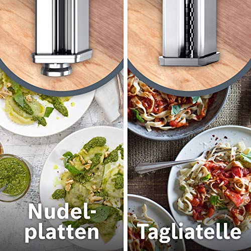 Bosch PastaPassion-Set MUZ5PP1, 2 Pastawalzen für Lasagne in 9 verschiedenen Stärken, Nudelplatten und Tagliatelle, Edelstahl, passend für MUM 5 und MUM Serie 2