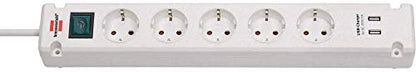 Brennenstuhl Bremounta Steckdosenleiste 5-Fach mit USB-Ladefunktion (Steckerleiste mit Befestigungsmöglichkeit, 3m Kabel und Kindersicherung) weiß 4er Pack