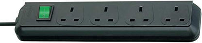 Brennenstuhl 1150403 Eco Verlängerungs-Sockel, 4-Wege, Schwarz 1,5 m, 05VV-F 3G1,25
