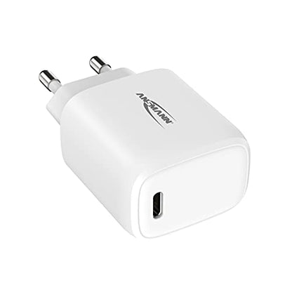 Ansmann iPhone Ladegerät 20W - USB C Port mit Power Delivery 3.0, kompatibel mit iPhone 12/12 Mini/12 Pro/12 Pro Max, Galaxy, Pixel 4/3, iPad Pro, AirPods Pro, Weiß