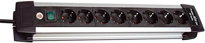 Brennenstuhl Premium-Alu-Line Steckdosenleiste 8-fach schwarz mit Schalter, 1391000018