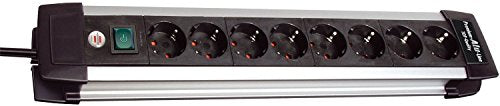 Brennenstuhl Premium-Alu-Line Steckdosenleiste 8-fach schwarz mit Schalter, 1391000018