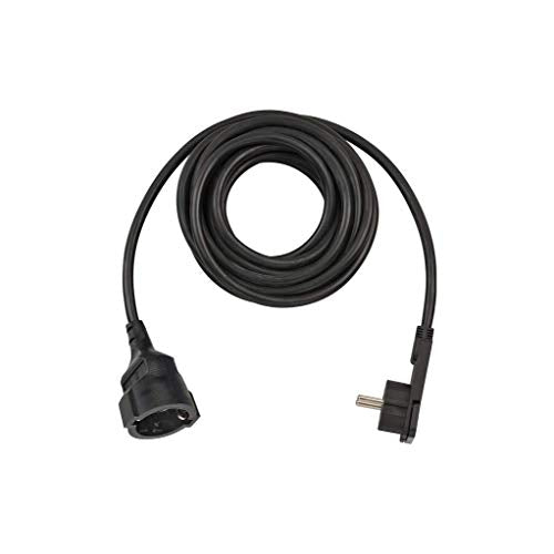 Brennenstuhl Qualitäts-Kunststoff-Verlängerungskabel mit Flachstecker (Verlängerungskabel flach für innen mit 5m Kabel) schwarz