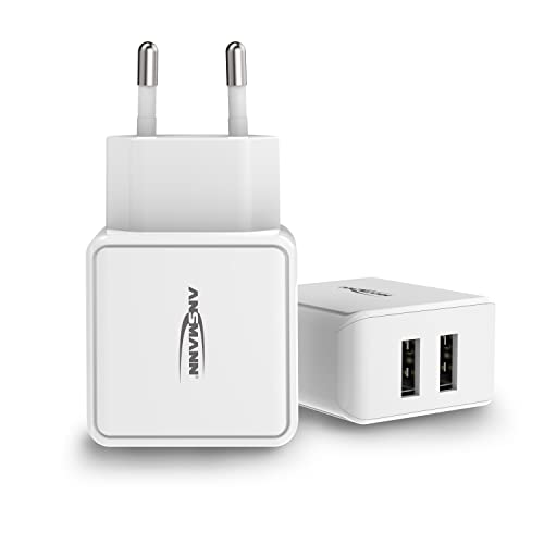 ANSMANN 2-Port Dual USB Ladegerät 2.4A - USB Charger mit Smart-IC Ladesteuerung, Netzteil besonders geeignet für iPhone, Samsung Galaxy, Huawei, Xiaomi, Tablet, GoPro, e-Book Reader, etc.