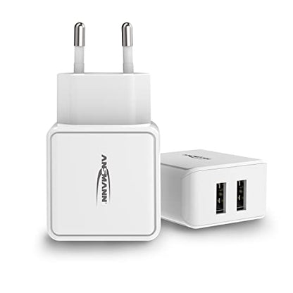 ANSMANN 2-Port Dual USB Ladegerät 2.4A - USB Charger mit Smart-IC Ladesteuerung, Netzteil besonders geeignet für iPhone, Samsung Galaxy, Huawei, Xiaomi, Tablet, GoPro, e-Book Reader, etc.