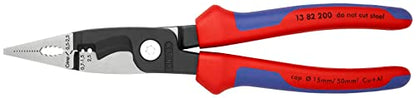 Knipex Elektro-Installationszange schwarz atramentiert, mit Mehrkomponenten-Hüllen 200 mm 13 82 200
