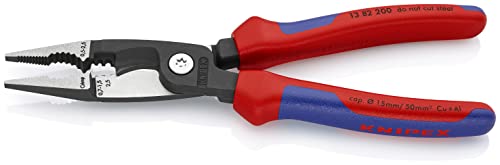 Knipex Elektro-Installationszange schwarz atramentiert, mit Mehrkomponenten-Hüllen 200 mm 13 82 200