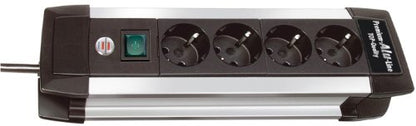 Brennenstuhl Premium-Alu-Line Steckdosenleiste 4-fach schwarz mit Schalter, 1391000014 (silber/schwarz, 4-fach)