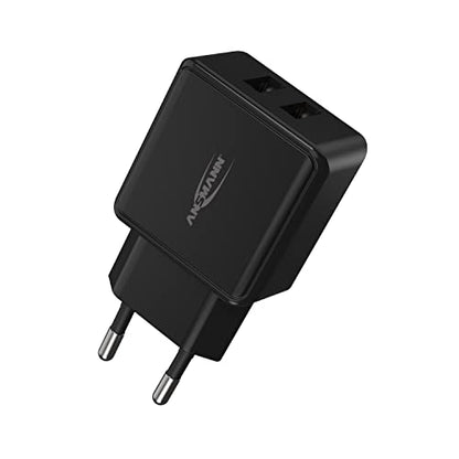 ANSMANN 2-Port Dual USB Ladegerät 2.4A - USB Charger mit Smart-IC Ladesteuerung, Netzteil besonders geeignet für iPhone, Samsung Galaxy, Huawei, Xiaomi, Tablet, GoPro, e-Book Reader, etc.