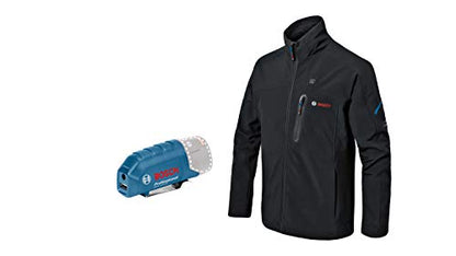 Bosch Professional Beheizbare Jacke GHJ 12+18V XA (inkl. USB-Ladeadapter GAA 12V-21, ohne Akku, im Karton) - Größe XL