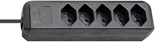 Brennenstuhl 1157002 5 AC Outlet Steckdosenleiste, 2 m, Schwarz, 2 m