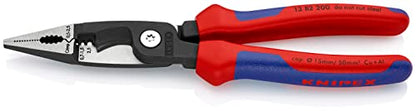 Knipex Elektro-Installationszange schwarz atramentiert, mit Mehrkomponenten-Hüllen 200 mm 13 82 200