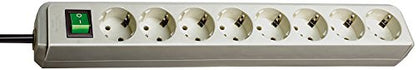 Brennenstuhl Eco-Line, Steckdosenleiste 8-fach (mit Schalter und 3m Kabel - besonders stromsparend) (3er Set | lichtgrau)