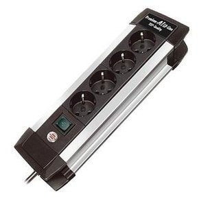 Brennenstuhl Premium-Alu-Line Steckdosenleiste 4-fach schwarz mit Schalter, 1391000014 (silber/schwarz, 4-fach)