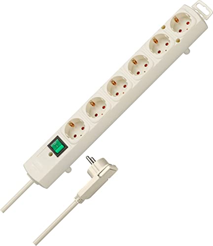 Brennenstuhl Comfort-Line Plus, Steckdosenleiste 6-Fach (Mehrfachsteckdose mit Flachstecker und Schalter, Mehrfachsteckdose mit 2m Kabel und extra Breiten Abständen der Steckdosen) weiß
