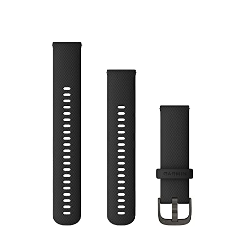 Garmin Schnellwechsel-Armband, 22mm, Silikon, Schwarz, passend für vivoactive 4, Forerunner 255/745, venu 2-Serie, einfach ein- und ausklicken, Wechsel ohne Werkzeug möglich