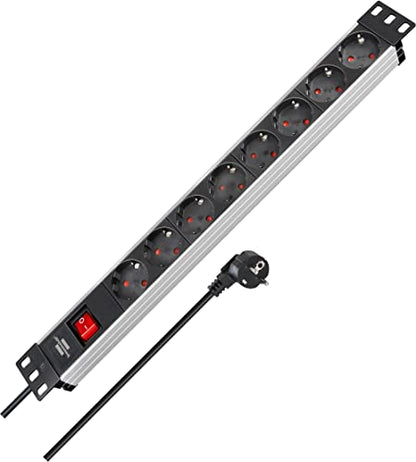 Brennenstuhl ALU Steckdosenleiste mit Schalter (8-Fach, 2m) Premium-Line Technic Alu