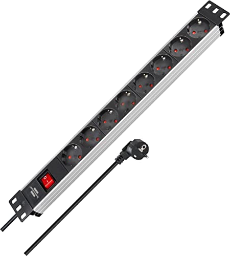 Brennenstuhl ALU Steckdosenleiste mit Schalter (8-Fach, 2m) Premium-Line Technic Alu