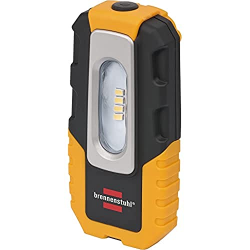 Brennenstuhl LED Akku Handleuchte HL DA 40 MH / Robuste Akku Arbeitsleuchte mit Schalter und integriertem Magnet (Handlampe mit 200lm und bis zu 3h Leuchtdauer, knickbarer Haltefuß)