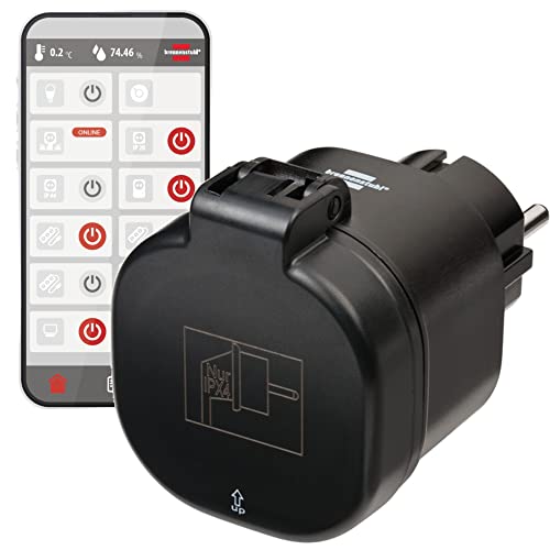 Brennenstuhl Connect WLAN Steckdose WA 3000 XS02 für außen IP44 (WIFI Steckdose Outdoor 2.4 GHz kompatibel mit Alexa und Google Assistant, smarte Steckdose mit Zeitschaltuhr, kostenlose App)